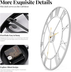 Cuspin 36 Inch Large Silver Wall Clock, Extra Large Silent Non Ticking Battery - Image 5