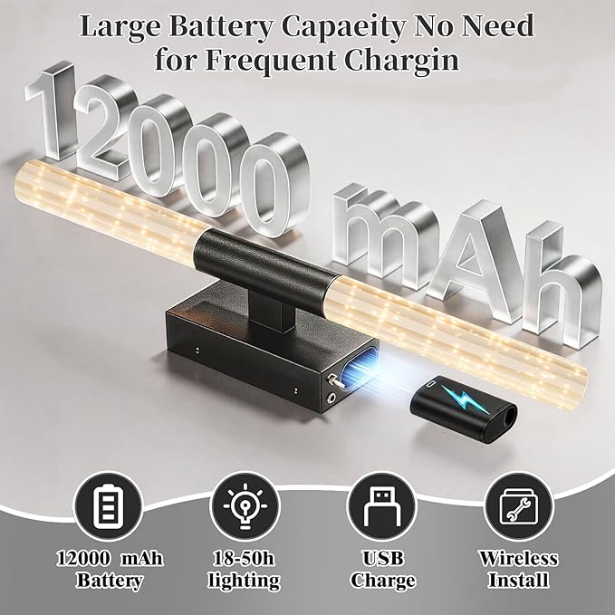 camuucci Battery Operated Wall Sconces Set of 2 Rechargeable Battery Powered - Image 2