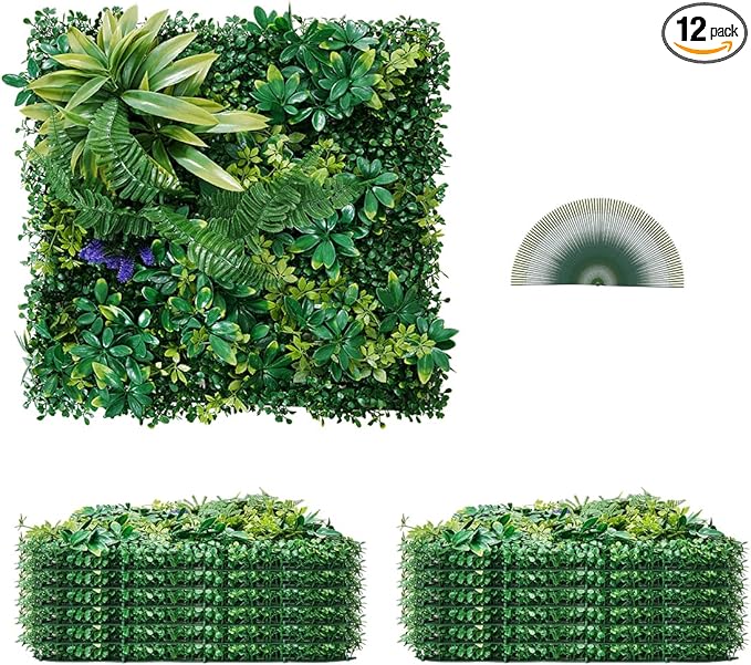 VEVOR Artificial Grass Wall Panels, 3D Combination Greenery Boxwood Panel by VEVOR