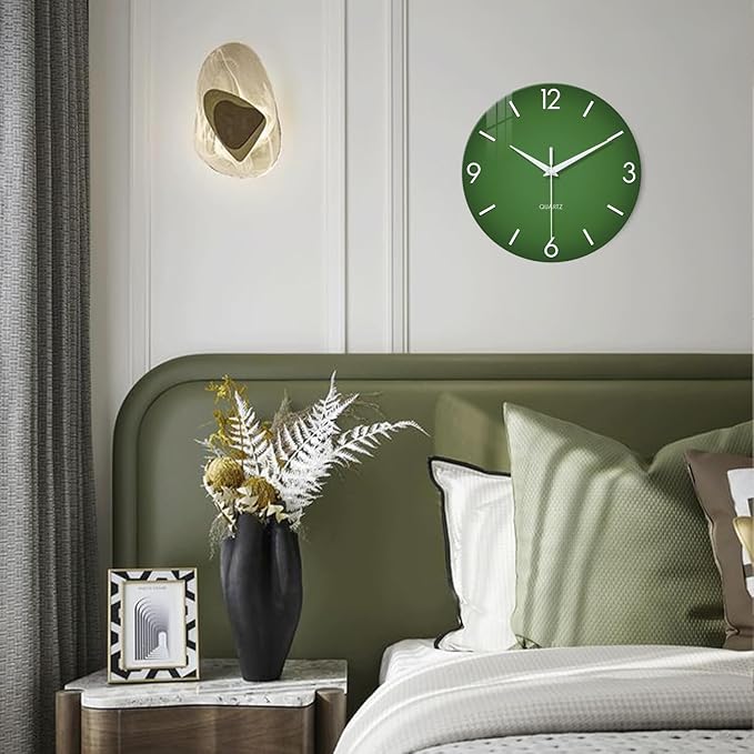 XFM Large Green Wall Clock 24 Inch Simple Wall Clock s Battery Operated Modern - Image 4