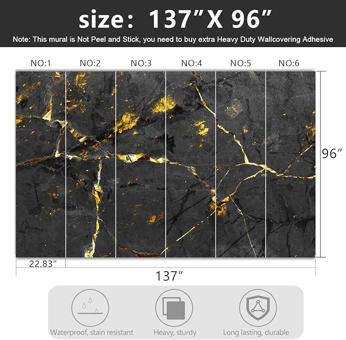 -Black and Gold Marbled Fabric Wallpaper Dark Abstraction Art Living Room - Image 4