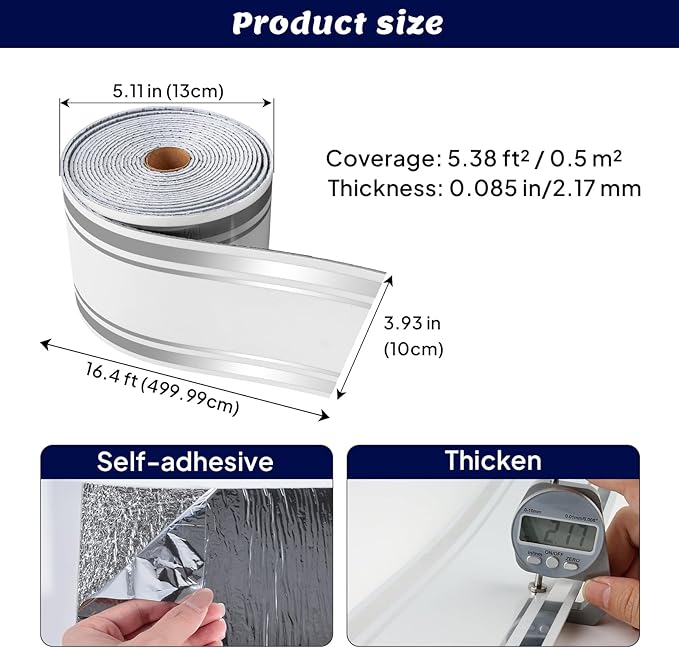 Thick Peel and Stick Baseboard Trim, 3.93" x 196.8" Wallpaper Borders, PVC+XPE - Image 2