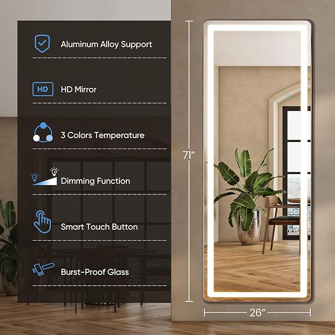 DUMOS LED Full Length Mirror, Dressing Room, Living Room - Image 2