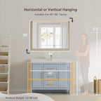 40 x 30 Gold Bathroom Mirror, Brushed Gold Beveled Bathroom Mirror, - Image 2