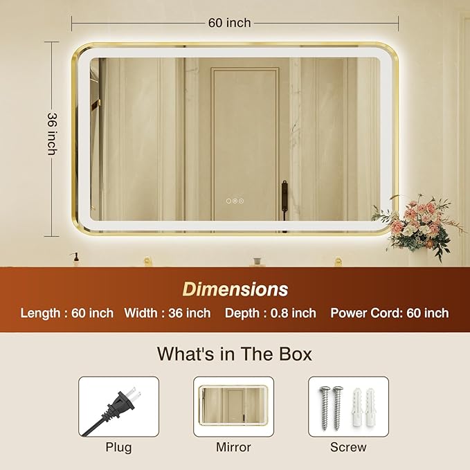36x60 Inch LED Bathroom Mirror - Image 2