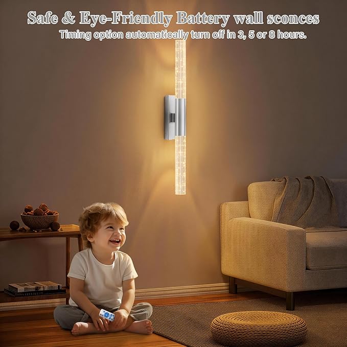 camuucci Battery Operated Wall Sconces Set of 2 Rechargeable Battery Powered - Image 7