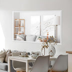 Amorho Bathroom Mirror, 60X36 Inch White Thick Metal Framed Wall Mirrors - Image 5