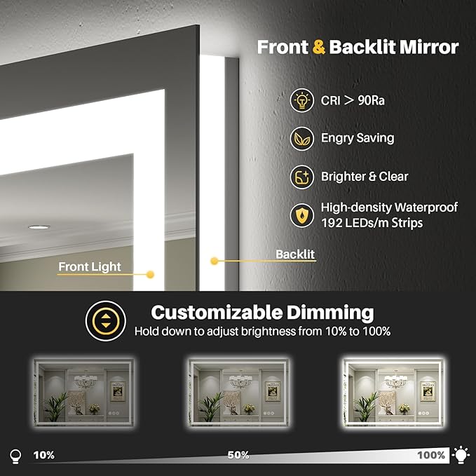 Briivue 60x30 Inch LED Bathroom Mirror - Image 3