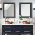 YOSHOOT Rustic Wooden Framed Wall Mirror, Natural Wood and Iron Bathroom Vanity - Image 5