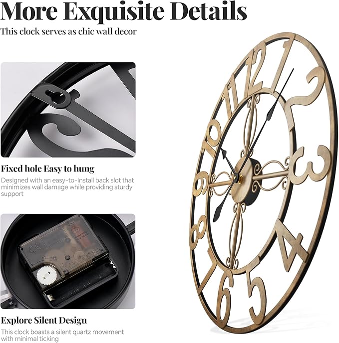 Cuspin Large Wall Clock, 36 Inch Decorative Wall Clock - Image 6