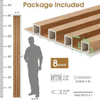 WPC Slat Wall Panels 8 Pack 96" x 6.6", Waterproof Fluted Wall Paneling - Image 5