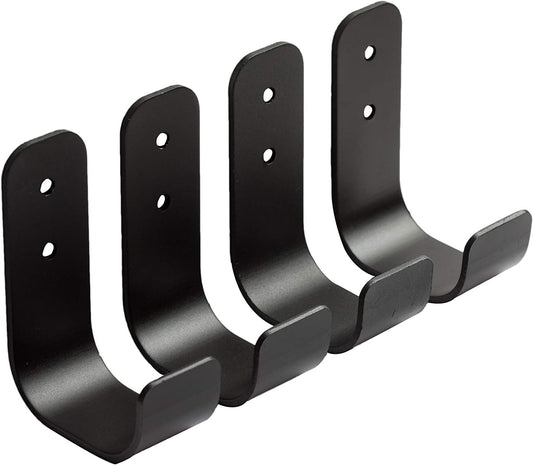 Heavy Duty Garage J Hooks - 4-Pack Wall Mount Organizer for Shop, Tools, Bike, Ladder with Installation Kits
