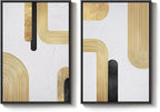 Large Framed Gold Abstract Wall Art Set of 2 - Image 9