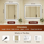 28x40 Inch Black Framed LED Bathroom Mirror - Image 2