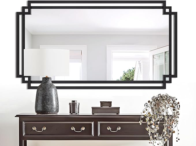 24" x 47" Large Black Mirror for Wall Decor, Elegant Living Room Mirror - Image 4