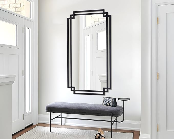 24" x 47" Large Black Mirror for Wall Decor, Elegant Living Room Mirror - Image 6