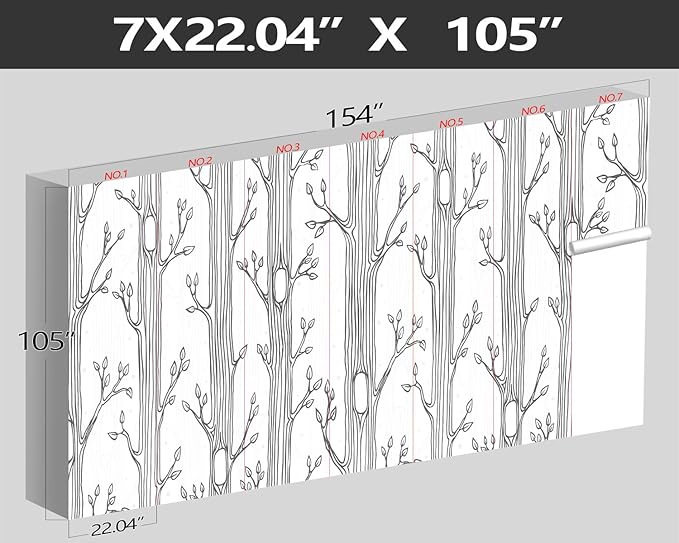 XMPMBM-Hand-Painted Cartoon Grey Tree Fabric Wallpaper Nursery Room Kids - Image 4
