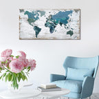 lagre Teal Decor 36inchx71inch World Map Canvas Wall Art Pictures - Image 6