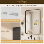 TETOTE 40 x 30 Inch Black Frame Mirror, Bathroom Vanity Mirror - Image 7