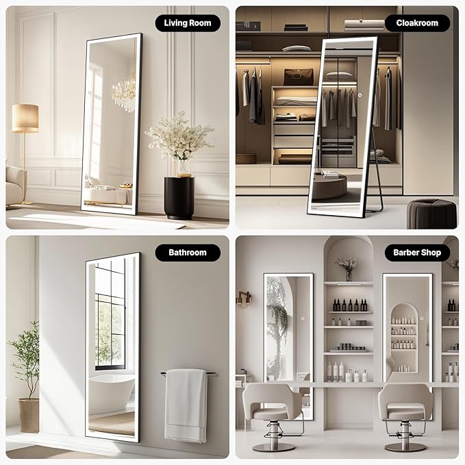 Kosmonia 71x28 Full Length Mirror, Dimmable 3 Color LED Light w/Light Memory - Image 7