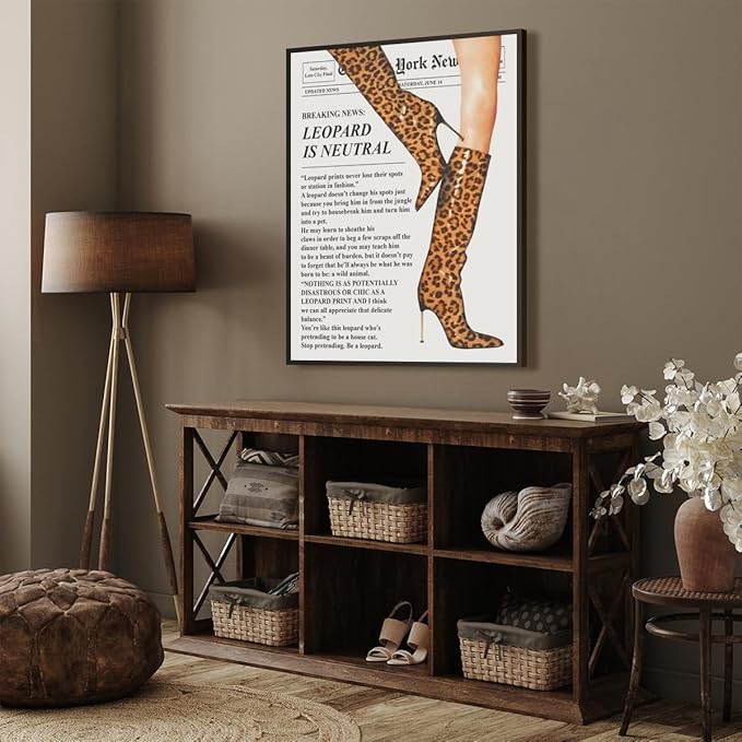 Trendy Newspaper Posters Vintage Leopard Boots Poster Feminist Canvas Prints - Image 6