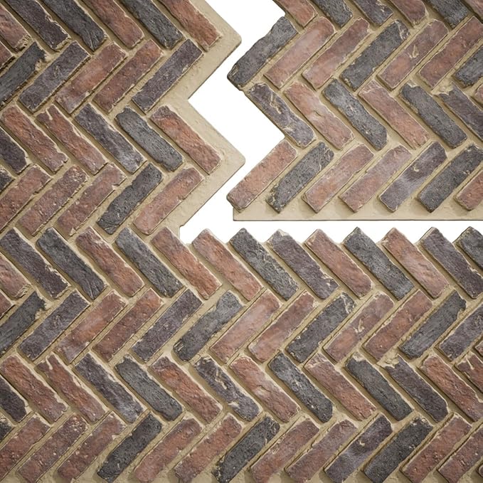EverStone Herringbone Faux Brick Panel, 46 1/2"W x 25 1/4"H x 1"D, Horizon Color - Image 9