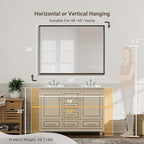 48 x 36 Black Framed Mirror for Bathroom, Beveled Black Bathroom Vanity Mirror - Image 2