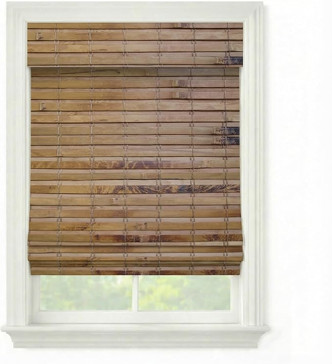 Cordless Woven Wood Roman Shades, 58W x 72H, Hatteras Camel, Sizes 20-72 Wide by FirstRateBlinds