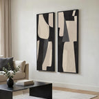 Long Narrow Framed Neutral Abstract Vertical Wall Art - Image 3