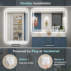 60x40 LED Bathroom Mirror with Lights, Backlit and Front Lit Anti-Fog Lighted - Image 6