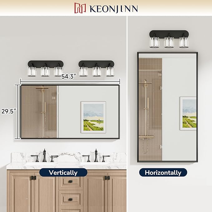 Keonjinn 55 x 30 Inch Black Bathroom Mirrors - Image 5