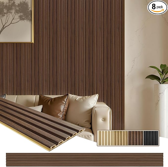 WPC Slat Wall Paneling, TV Background, Living Room, 94.5 x 6 in by Unknown