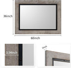 YOSHOOT Rustic Wooden Framed Wall Mirror, Natural Wood and Iron Bathroom Vanity - Image 3