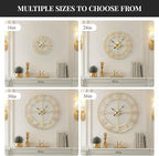 Cuspin 36 Inch Large Gold Wall Clock, Battery Operated Silent Non Ticking Metal - Image 6