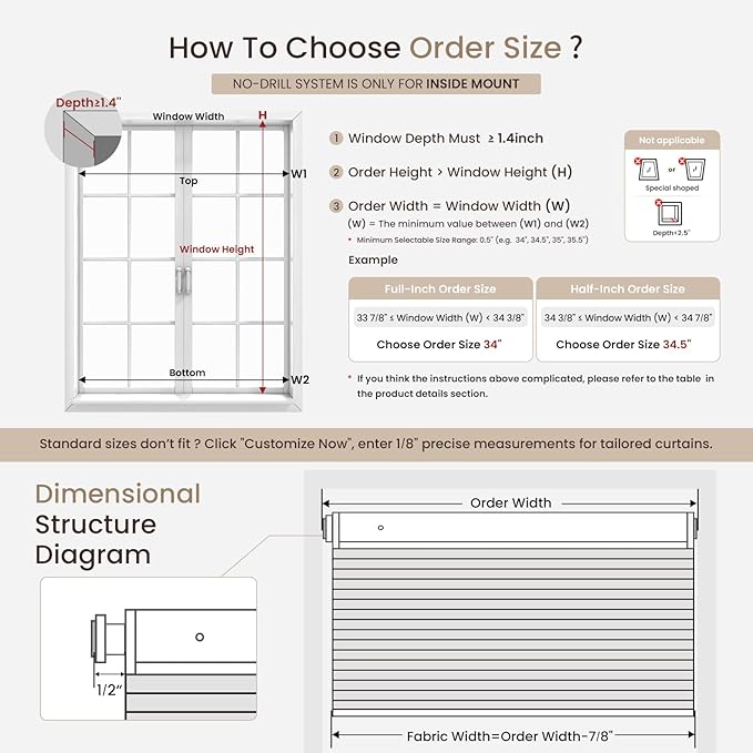 Grandekor No Drill No Tools Cordless Cellular Shades, 45.5" W x 64" H, Light - Image 2