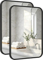 2-Pack 24x30 Inch Matte Black Bathroom Vanity Mirrors | Flush Mount Deep Set by Pocetry