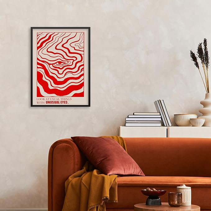 Retro Red Abstract Eye Canvas Wall Art Vintage Hippie Trippy Poster Affirmation - Image 7