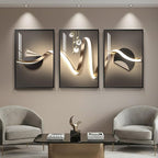 Large Framed Modern Luxury Black and Gold Abstract Wall Art - Image 3