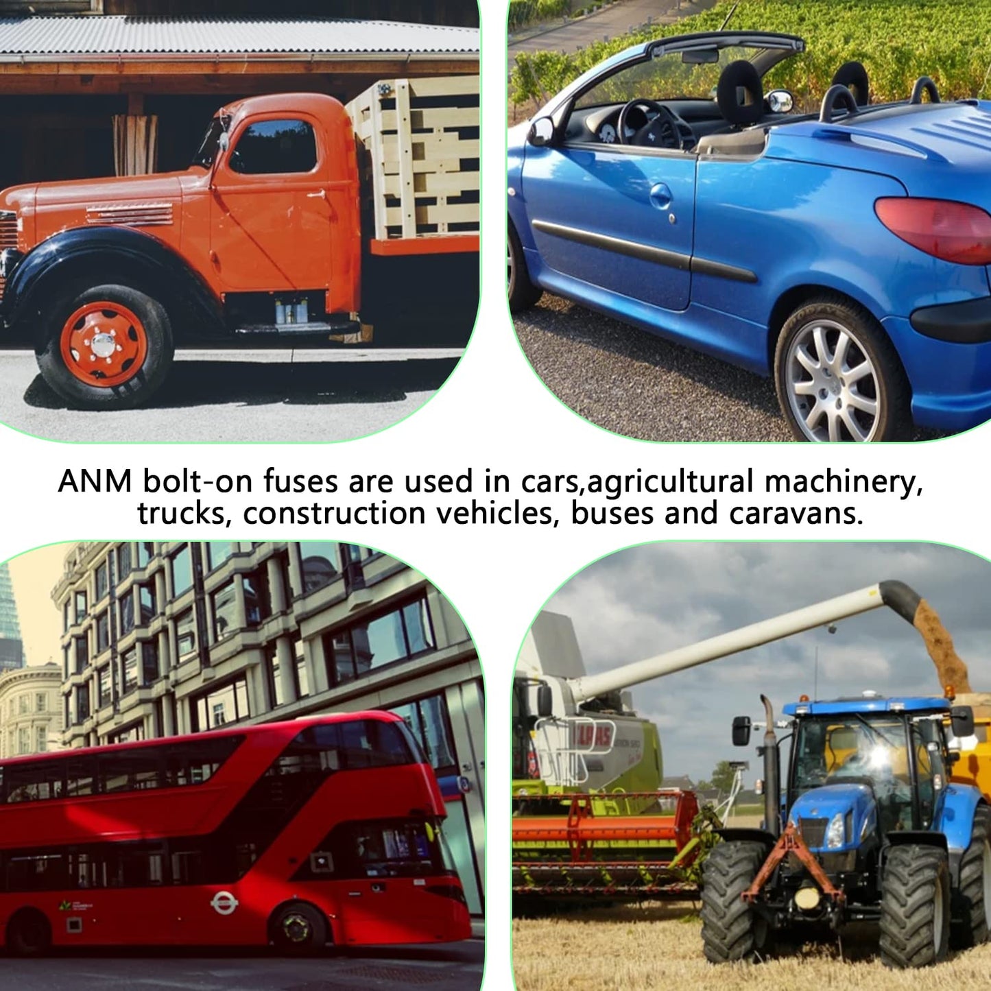 100A MEGA High Current Fuse - 100 Amp Bolt-on Fuse for Cars, Trucks, Construction Vehicles, Buses, Caravans (2 Pcs)