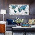 Teal Decor World Map Canvas Wall Art Pictures - Image 6