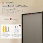 Keonjinn 42" x 36" Black Bathroom Vanity Mirror, Brushed Black Metal Framed - Image 8