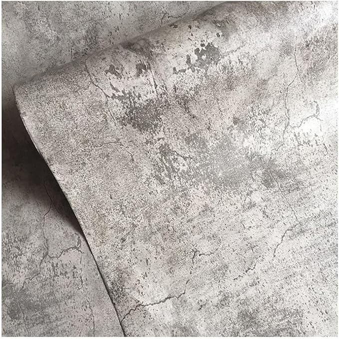 BAYYA Extra Wide Concrete Textured Wallpaper Peel Stick Light Grey Matte - Image 2