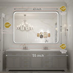 LED Bathroom Mirror with Lights, 43x36 Inch Brushed Silver Framed Lighted - Image 6