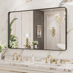 LOAAO 40X36 Inch Black Metal Framed Bathroom Mirror - Image 4