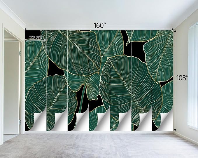Black and Gold Leaf Mural Bedroom Tropical Green Botanical Wallpaper Room Plant - Image 4
