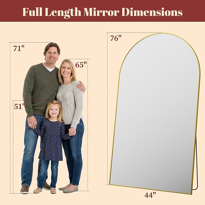 Suidia 76"x44" Arched Full Length Mirror - Image 4