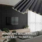 Wood Slat Wall Panels 8 Pack 96x6.3in Modern Black WPC Panels - Image 2