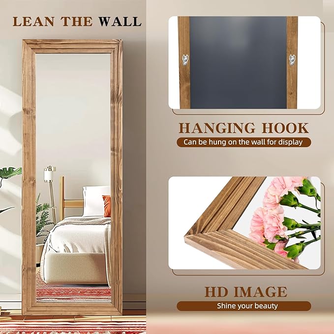 Full Length Mirror 65"x24" Solid Wood Frame Floor Large Mirror - Image 3
