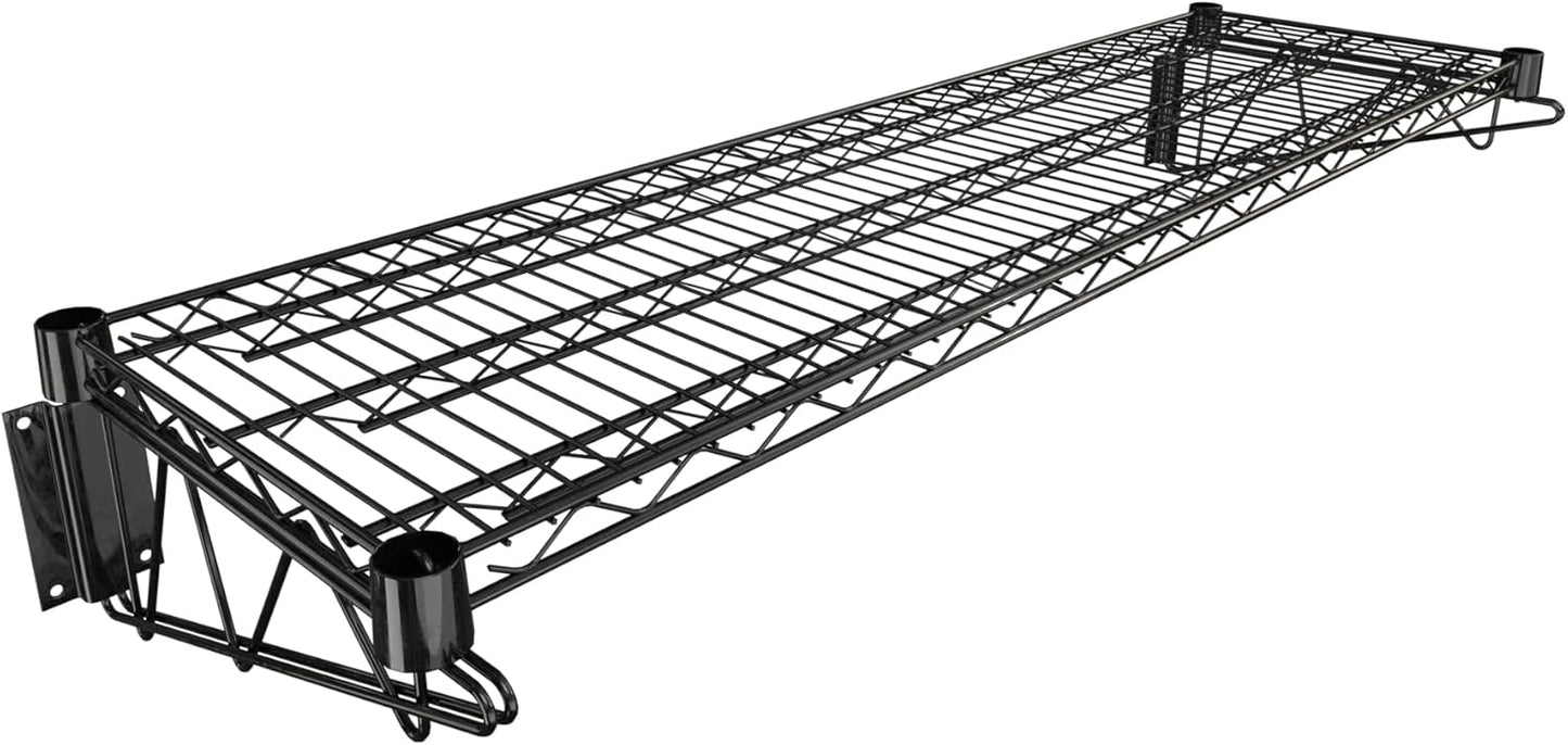 14" x 48" Black Epoxy Wire Wall Mount Shelf