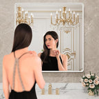 LOAAO 36x36 Inch White Metal Framed Bathroom Mirror - Image 2